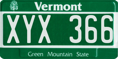 VT license plate XYX366