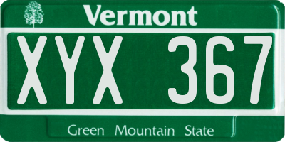 VT license plate XYX367
