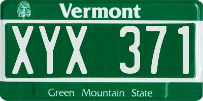 VT license plate XYX371