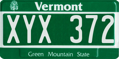 VT license plate XYX372