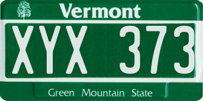 VT license plate XYX373