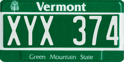 VT license plate XYX374