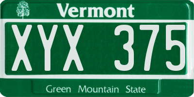 VT license plate XYX375