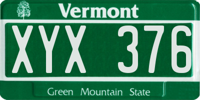 VT license plate XYX376