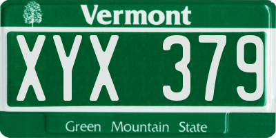 VT license plate XYX379