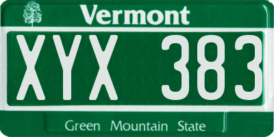 VT license plate XYX383