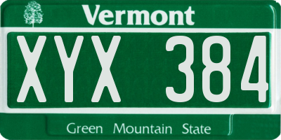VT license plate XYX384