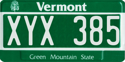VT license plate XYX385