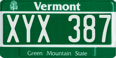 VT license plate XYX387