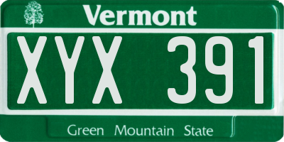 VT license plate XYX391