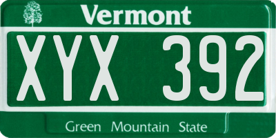 VT license plate XYX392