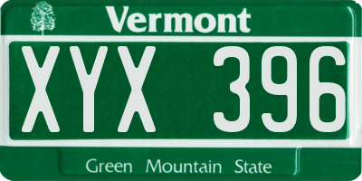 VT license plate XYX396