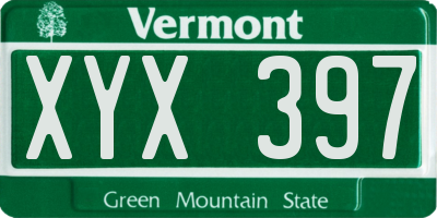 VT license plate XYX397
