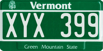 VT license plate XYX399