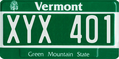 VT license plate XYX401