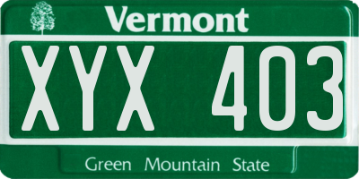 VT license plate XYX403