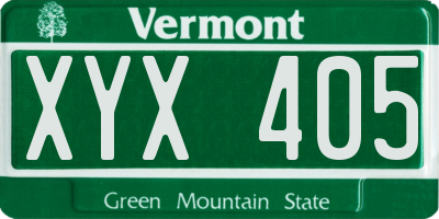 VT license plate XYX405