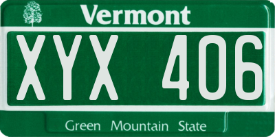 VT license plate XYX406
