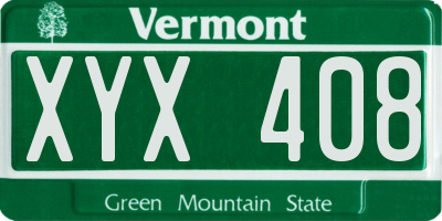 VT license plate XYX408