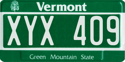 VT license plate XYX409