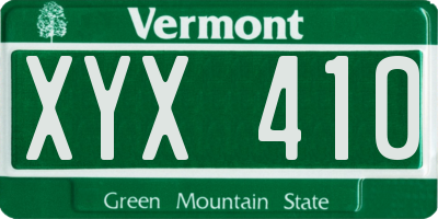 VT license plate XYX410