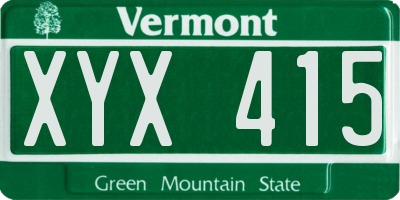 VT license plate XYX415