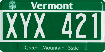 VT license plate XYX421