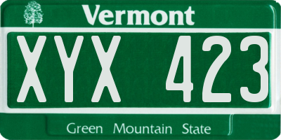 VT license plate XYX423
