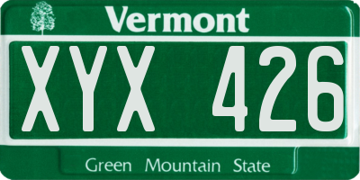VT license plate XYX426