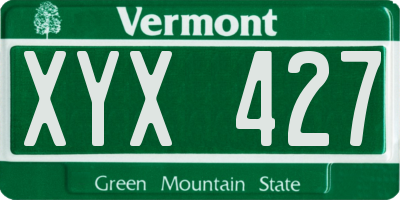 VT license plate XYX427