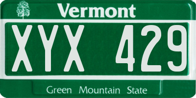 VT license plate XYX429
