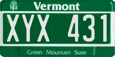 VT license plate XYX431