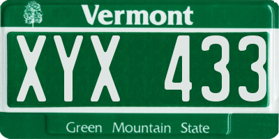 VT license plate XYX433