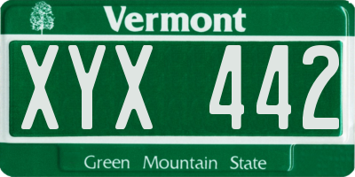 VT license plate XYX442