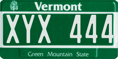 VT license plate XYX444