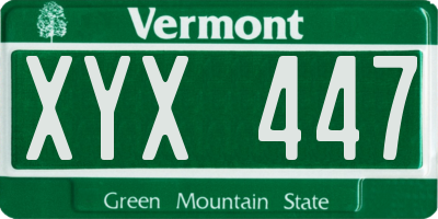 VT license plate XYX447