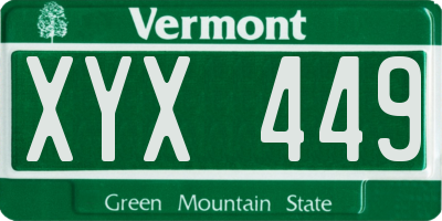 VT license plate XYX449