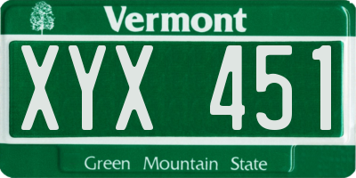 VT license plate XYX451