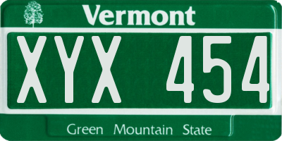 VT license plate XYX454