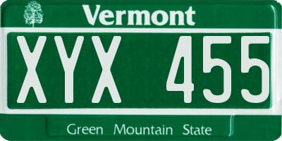 VT license plate XYX455