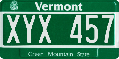 VT license plate XYX457