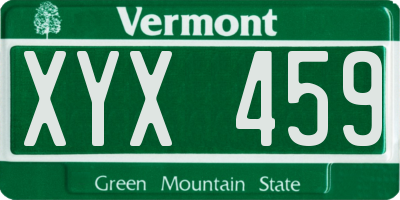 VT license plate XYX459