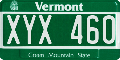 VT license plate XYX460