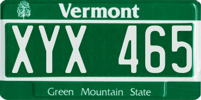 VT license plate XYX465