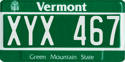 VT license plate XYX467