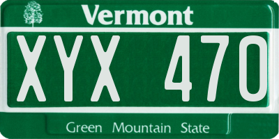 VT license plate XYX470