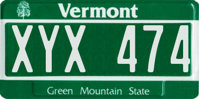 VT license plate XYX474