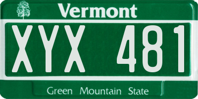 VT license plate XYX481