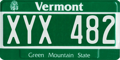 VT license plate XYX482