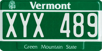 VT license plate XYX489